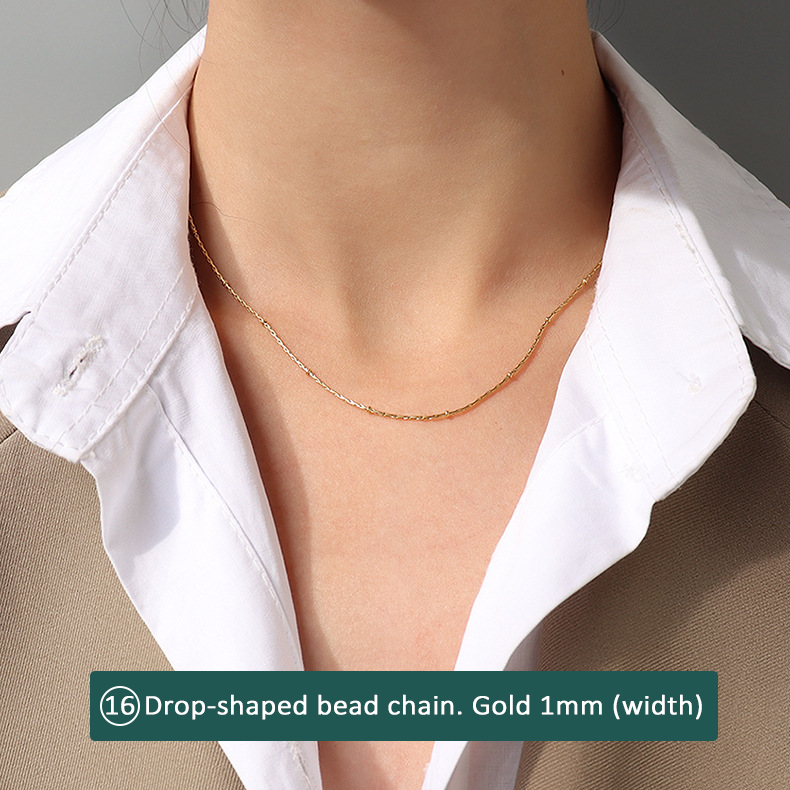 316L Stainless Steel 18K Gold Plated Minimalist Layering Chain Necklaces
