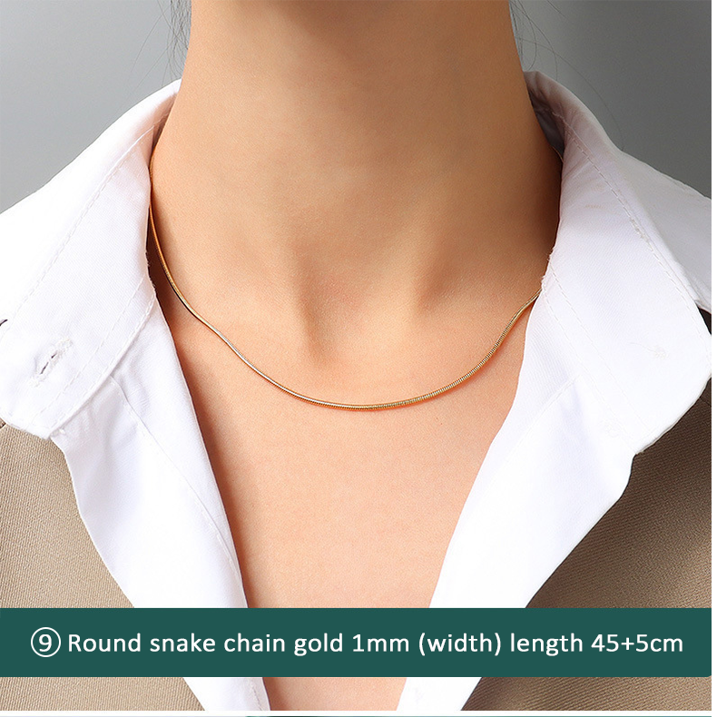 316L Stainless Steel 18K Gold Plated Minimalist Layering Chain Necklaces