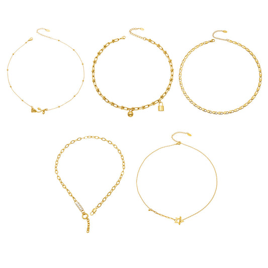 MiduoduoJewelry 316L stainless steel minimalist necklace collection with pendant, chain link and lariat designs