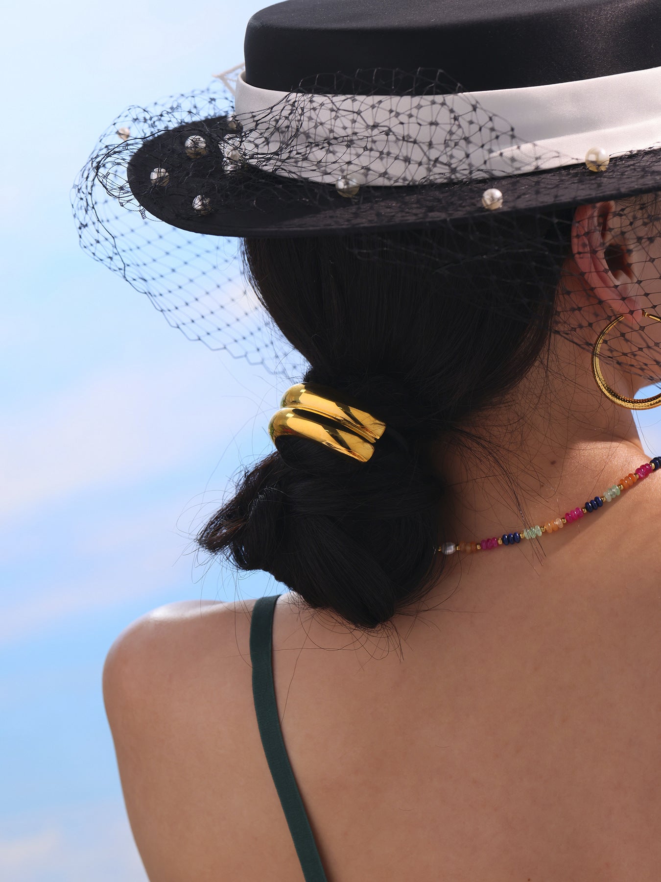 316L Stainless Steel Minimalist Semi-Circle Hair Tie Hair Accessory - Minimalist Semi-Circle Hair Tie Wholesale Stainless Steel Jewelry - Sensitive Skin Friendly - Detail 1