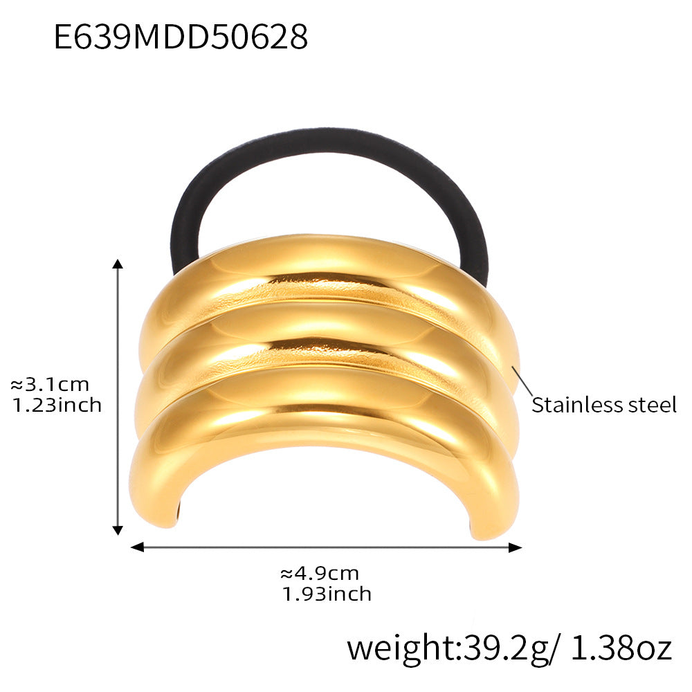 316L Stainless Steel Minimalist Semi-Circle Hair Tie Hair Accessory - Minimalist Semi-Circle Hair Tie Wholesale Stainless Steel Jewelry - Sensitive Skin Friendly - Detail 12