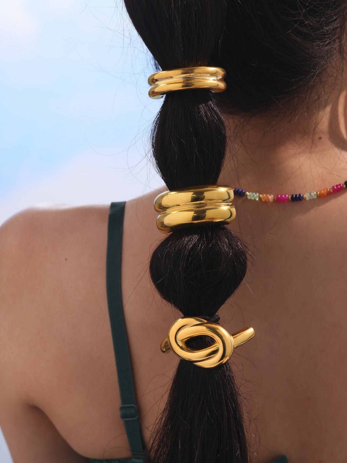 316L Stainless Steel Minimalist Semi-Circle Hair Tie Hair Accessory - Minimalist Semi-Circle Hair Tie Wholesale Stainless Steel Jewelry - Sensitive Skin Friendly - Detail 13
