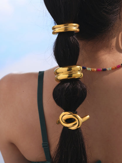 316L Stainless Steel Minimalist Semi-Circle Hair Tie Hair Accessory - Minimalist Semi-Circle Hair Tie Wholesale Stainless Steel Jewelry - Sensitive Skin Friendly - Detail 13