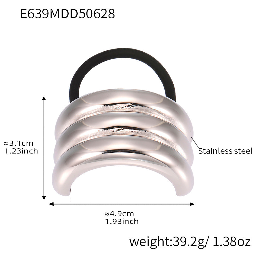 316L Stainless Steel Minimalist Semi-Circle Hair Tie Hair Accessory - Minimalist Semi-Circle Hair Tie Wholesale Stainless Steel Jewelry - Sensitive Skin Friendly - Detail 14