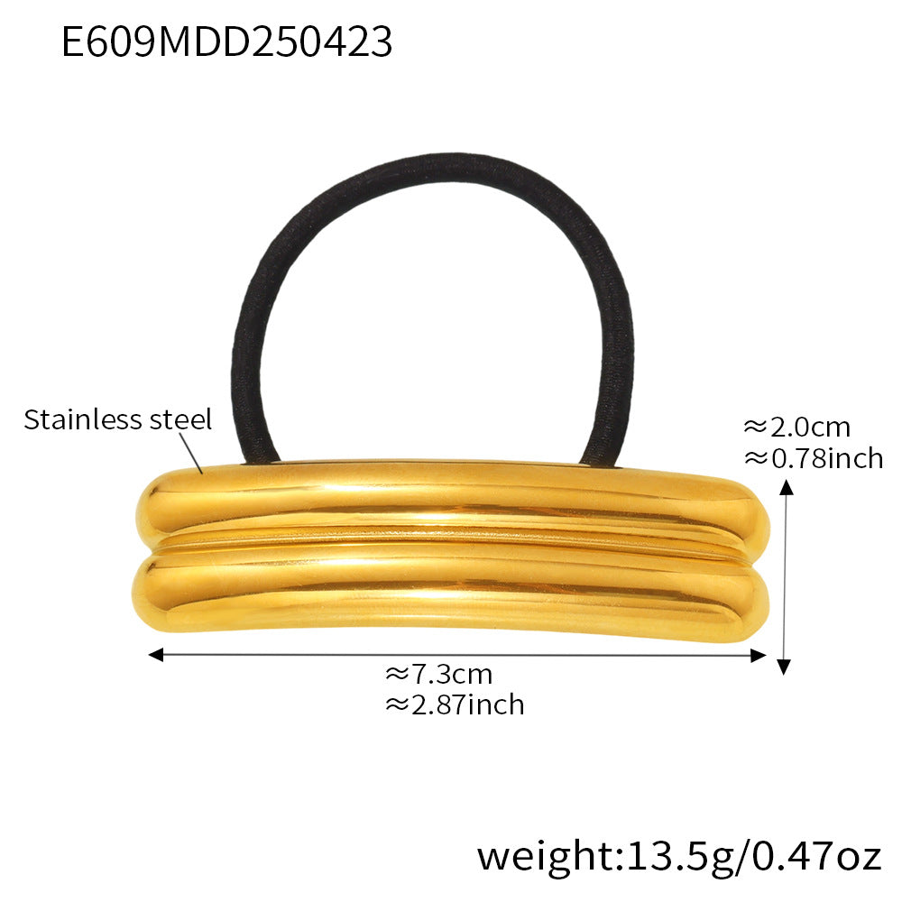 316L Stainless Steel Minimalist Semi-Circle Hair Tie Hair Accessory - Minimalist Semi-Circle Hair Tie Wholesale Stainless Steel Jewelry - Sensitive Skin Friendly - Detail 15