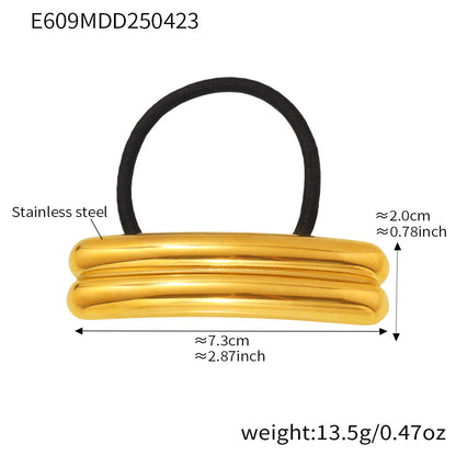 316L Stainless Steel Minimalist Semi-Circle Hair Tie Hair Accessory - Minimalist Semi-Circle Hair Tie Wholesale Stainless Steel Jewelry - Sensitive Skin Friendly - Detail 15