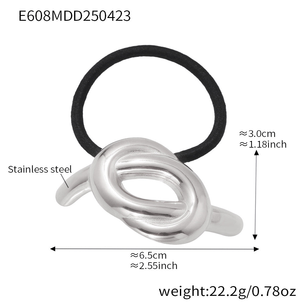 316L Stainless Steel Minimalist Semi-Circle Hair Tie Hair Accessory - Minimalist Semi-Circle Hair Tie Wholesale Stainless Steel Jewelry - Sensitive Skin Friendly - Detail 16