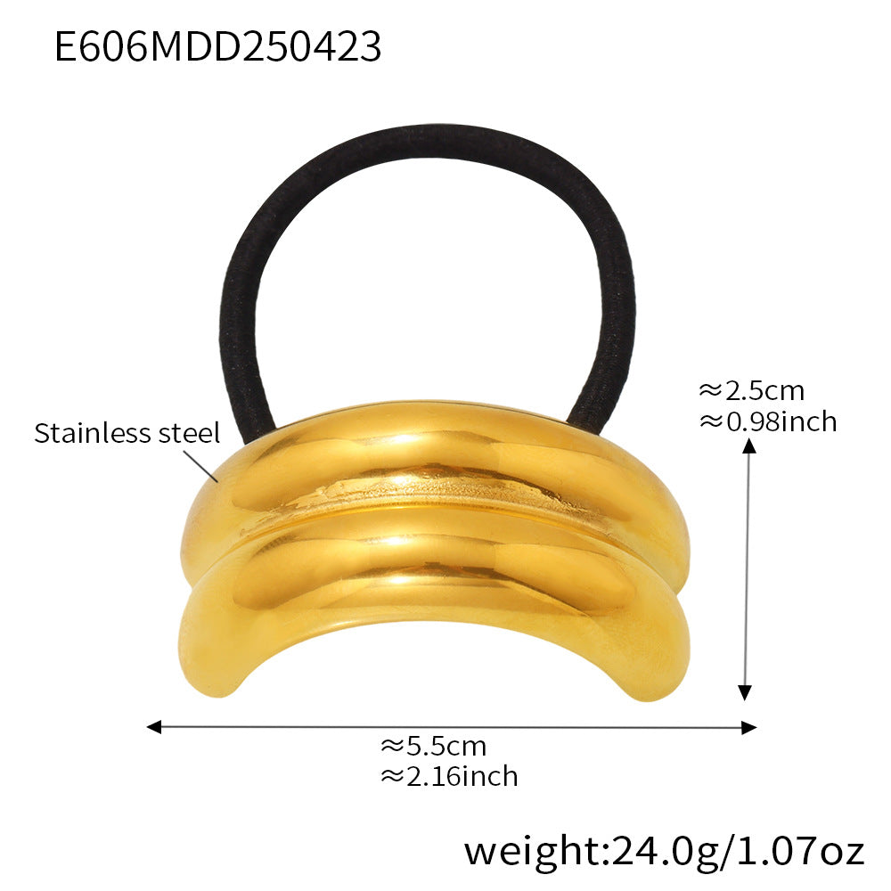 316L Stainless Steel Minimalist Semi-Circle Hair Tie Hair Accessory - Minimalist Semi-Circle Hair Tie Wholesale Stainless Steel Jewelry - Sensitive Skin Friendly - Detail 17