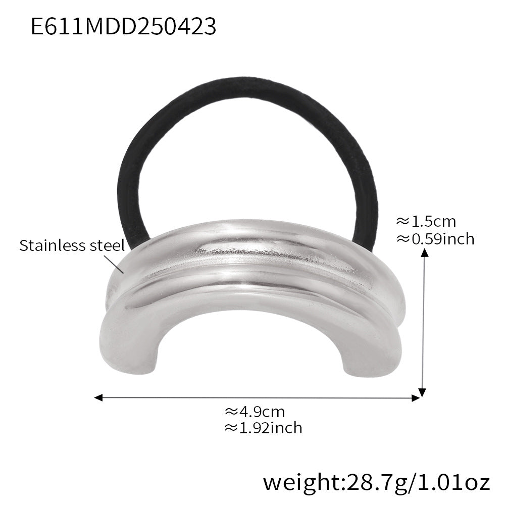 316L Stainless Steel Minimalist Semi-Circle Hair Tie Hair Accessory - Minimalist Semi-Circle Hair Tie Wholesale Stainless Steel Jewelry - Sensitive Skin Friendly - Detail 18
