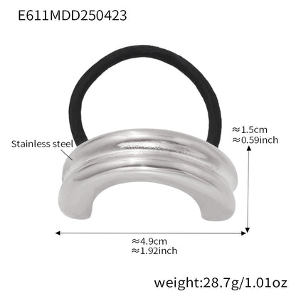 316L Stainless Steel Minimalist Semi-Circle Hair Tie Hair Accessory - Minimalist Semi-Circle Hair Tie Wholesale Stainless Steel Jewelry - Sensitive Skin Friendly - Detail 18