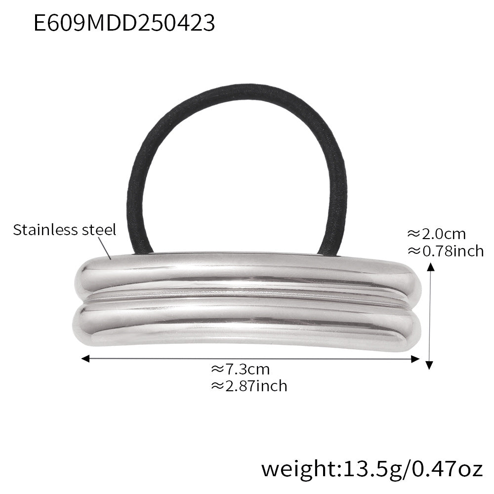 316L Stainless Steel Minimalist Semi-Circle Hair Tie Hair Accessory - Minimalist Semi-Circle Hair Tie Wholesale Stainless Steel Jewelry - Sensitive Skin Friendly - Detail 19