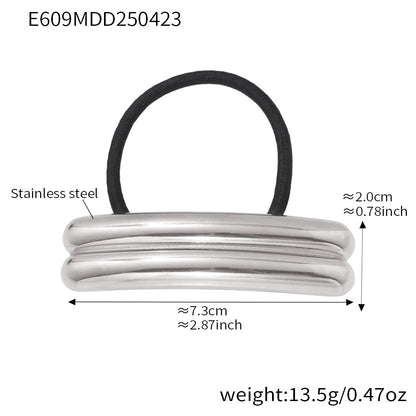 316L Stainless Steel Minimalist Semi-Circle Hair Tie Hair Accessory - Minimalist Semi-Circle Hair Tie Wholesale Stainless Steel Jewelry - Sensitive Skin Friendly - Detail 19