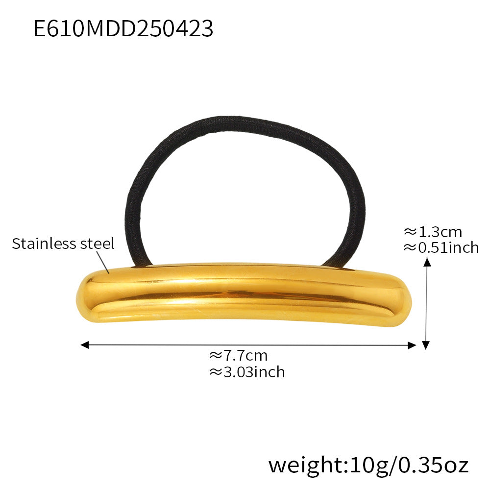 316L Stainless Steel Minimalist Semi-Circle Hair Tie Hair Accessory - Minimalist Semi-Circle Hair Tie Wholesale Stainless Steel Jewelry - Sensitive Skin Friendly - Detail 2