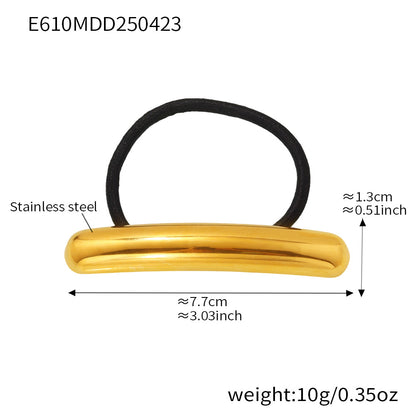 316L Stainless Steel Minimalist Semi-Circle Hair Tie Hair Accessory - Minimalist Semi-Circle Hair Tie Wholesale Stainless Steel Jewelry - Sensitive Skin Friendly - Detail 2