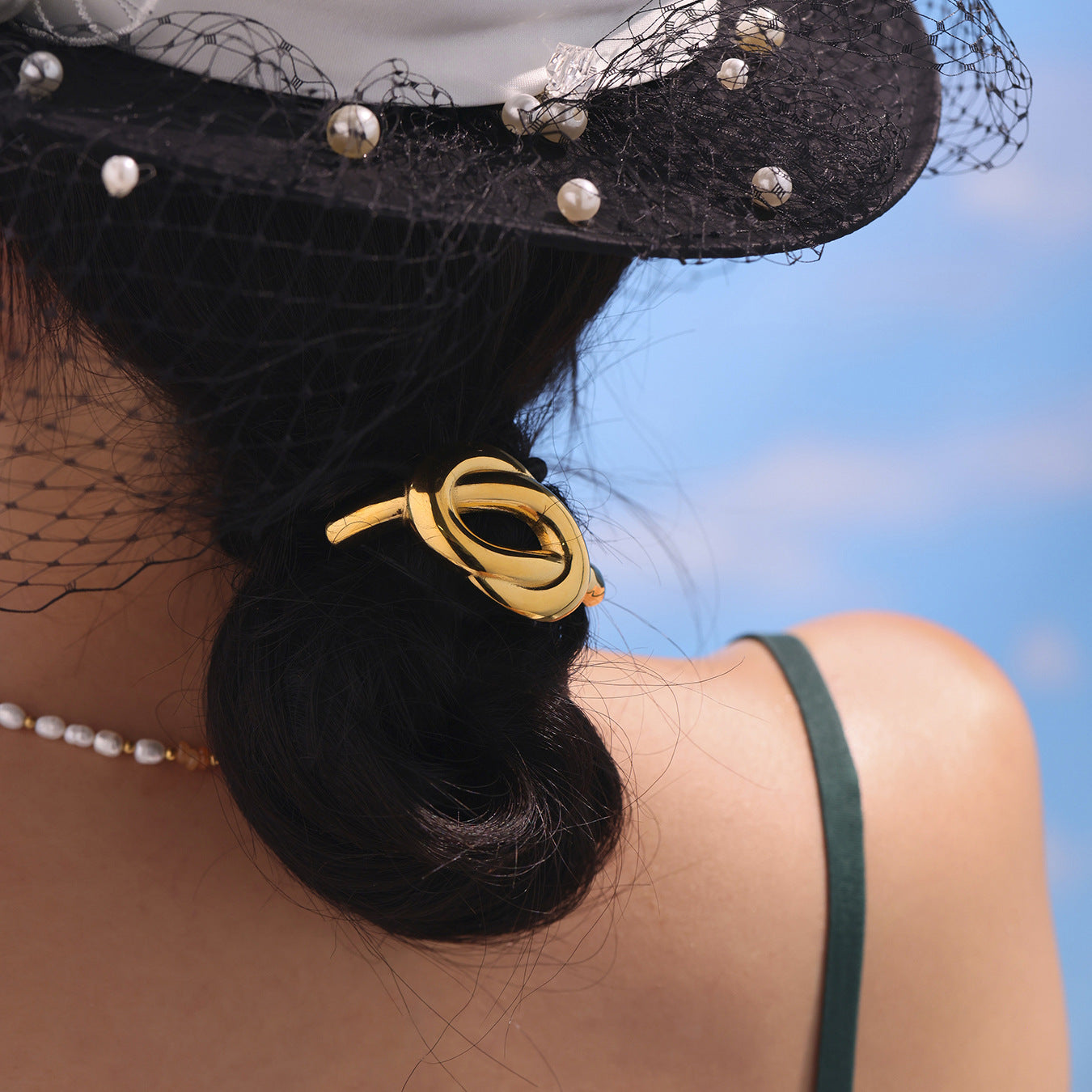 316L Stainless Steel Minimalist Semi-Circle Hair Tie Hair Accessory - Minimalist Semi-Circle Hair Tie Wholesale Stainless Steel Jewelry - Sensitive Skin Friendly - Detail 4