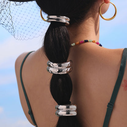 316L Stainless Steel Minimalist Semi-Circle Hair Tie Hair Accessory - Minimalist Semi-Circle Hair Tie Wholesale Stainless Steel Jewelry - Sensitive Skin Friendly - Detail 5