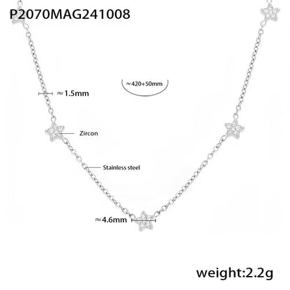 316L Stainless Steel Minimalist Star Pave Zircon Double-Layer Necklace - Image 4