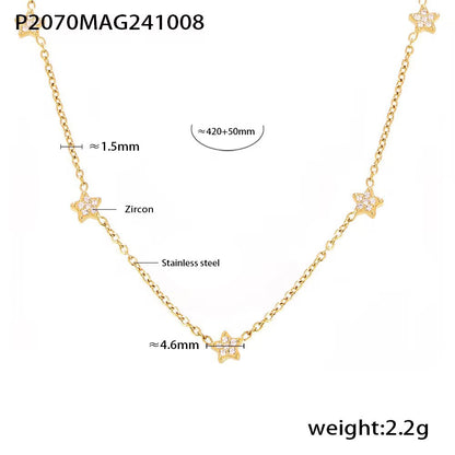 316L Stainless Steel Minimalist Star Pave Zircon Double-Layer Necklace - Image 5
