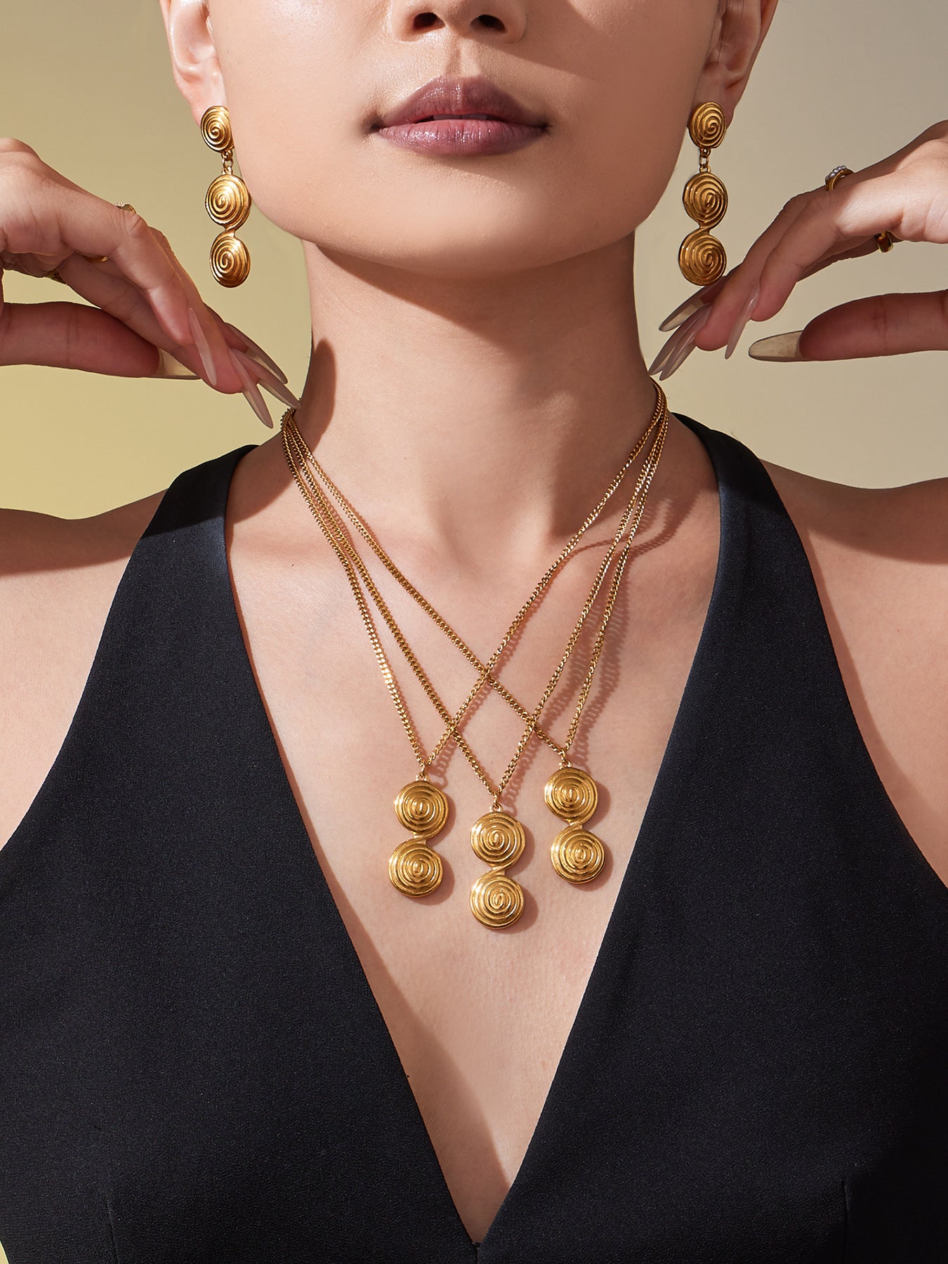 316L Stainless Steel Minimalist Twisted Hoop Earrings & Necklace - Image 2