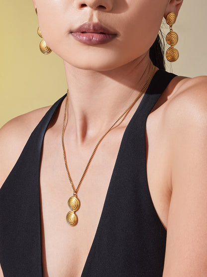 316L Stainless Steel Minimalist Twisted Hoop Earrings & Necklace - Image 3