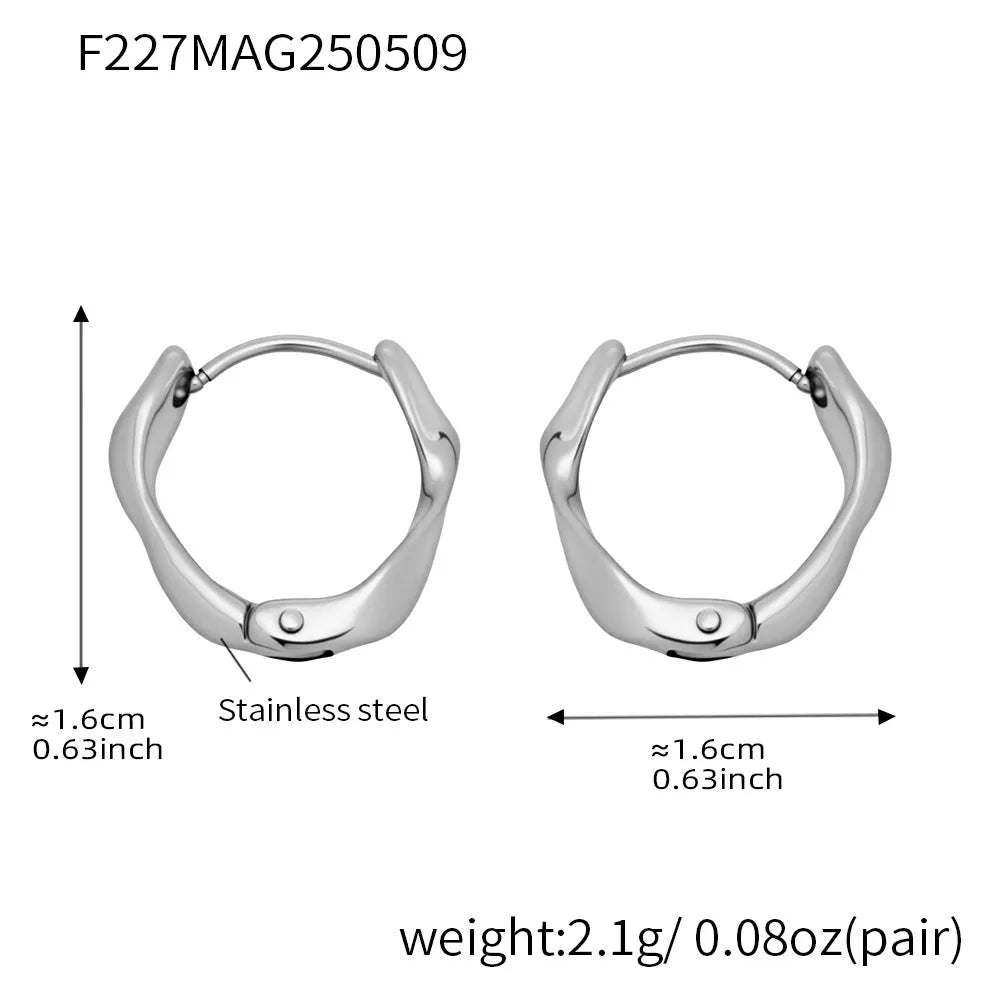 316L Stainless Steel Minimalist Twisted Hoop Earrings - Image 7