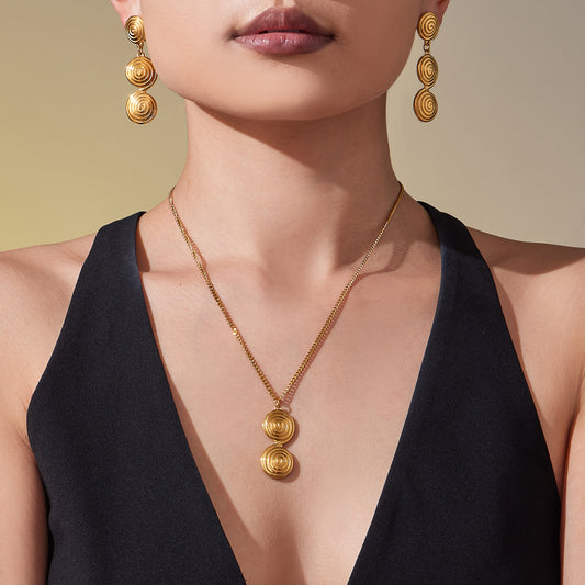 316L Stainless Steel Minimalist Twisted Hoop Earrings & Necklace - Image 9