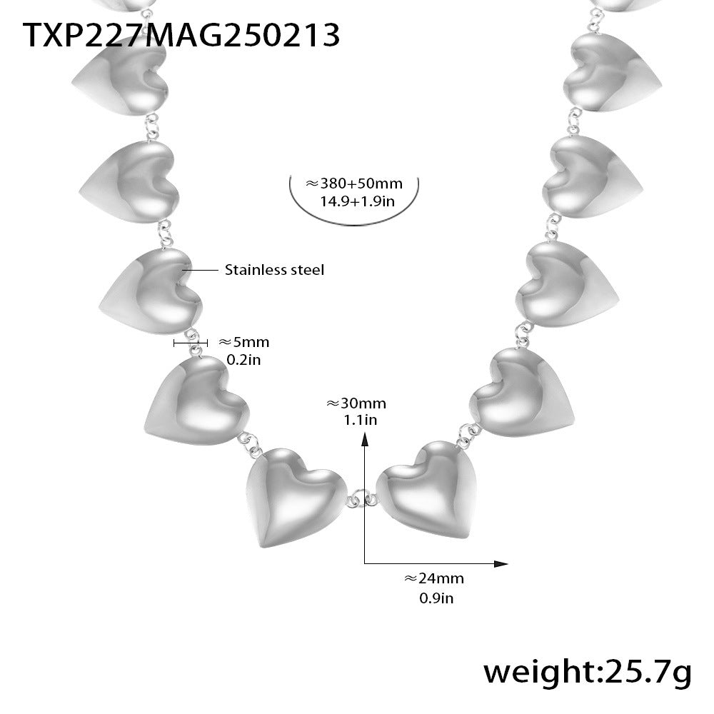 316L Stainless Steel Minimalist Two-Tone Heart Chain Bracelet & Necklace - Image 12