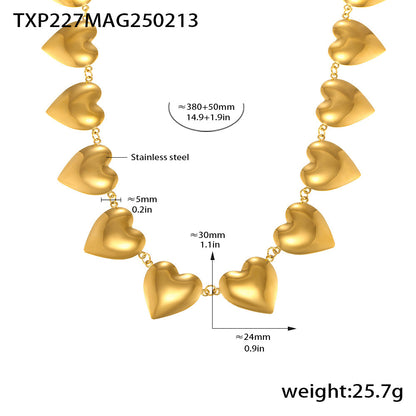 316L Stainless Steel Minimalist Two-Tone Heart Chain Bracelet & Necklace - Image 14