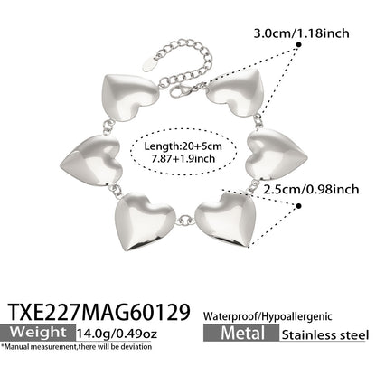 316L Stainless Steel Minimalist Two-Tone Heart Chain Bracelet & Necklace - Image 6