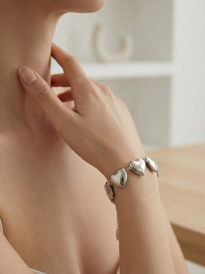 316L Stainless Steel Minimalist Two-Tone Heart Chain Bracelet & Necklace - Image 8