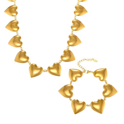 316L Stainless Steel Minimalist Two-Tone Heart Chain Bracelet & Necklace - Image 9