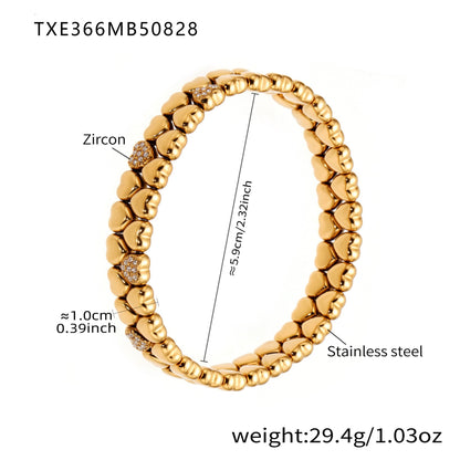 316L Stainless Steel Minimalist Zircon Heart Charm Bracelet - Image 4