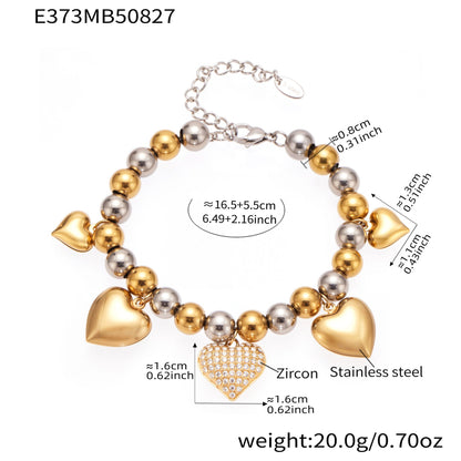 316L Stainless Steel Minimalist Zircon Heart Charm Bracelet - Image 7