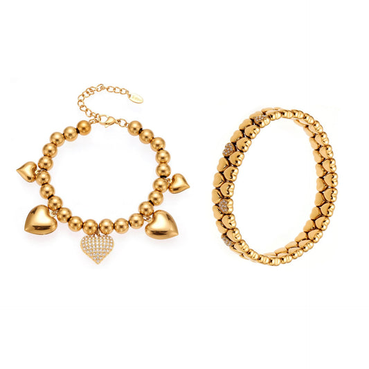 316L Stainless Steel Minimalist Zircon Heart Charm Bracelet - Image 8