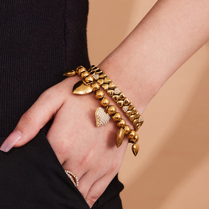 316L Stainless Steel Minimalist Zircon Heart Charm Bracelet - Image 9