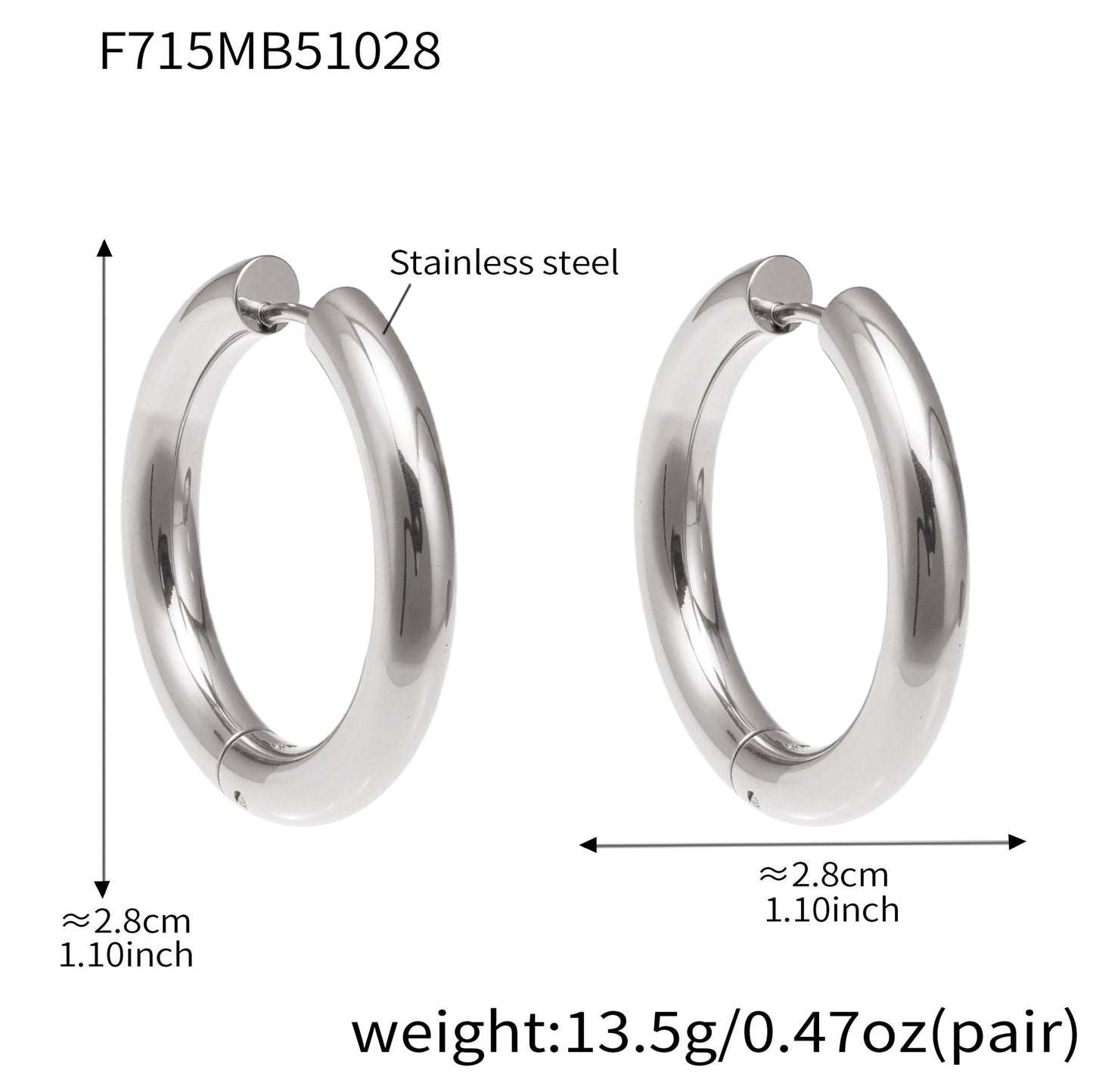 316L Stainless Steel Mixed Metal Hoop Earrings - Image 1