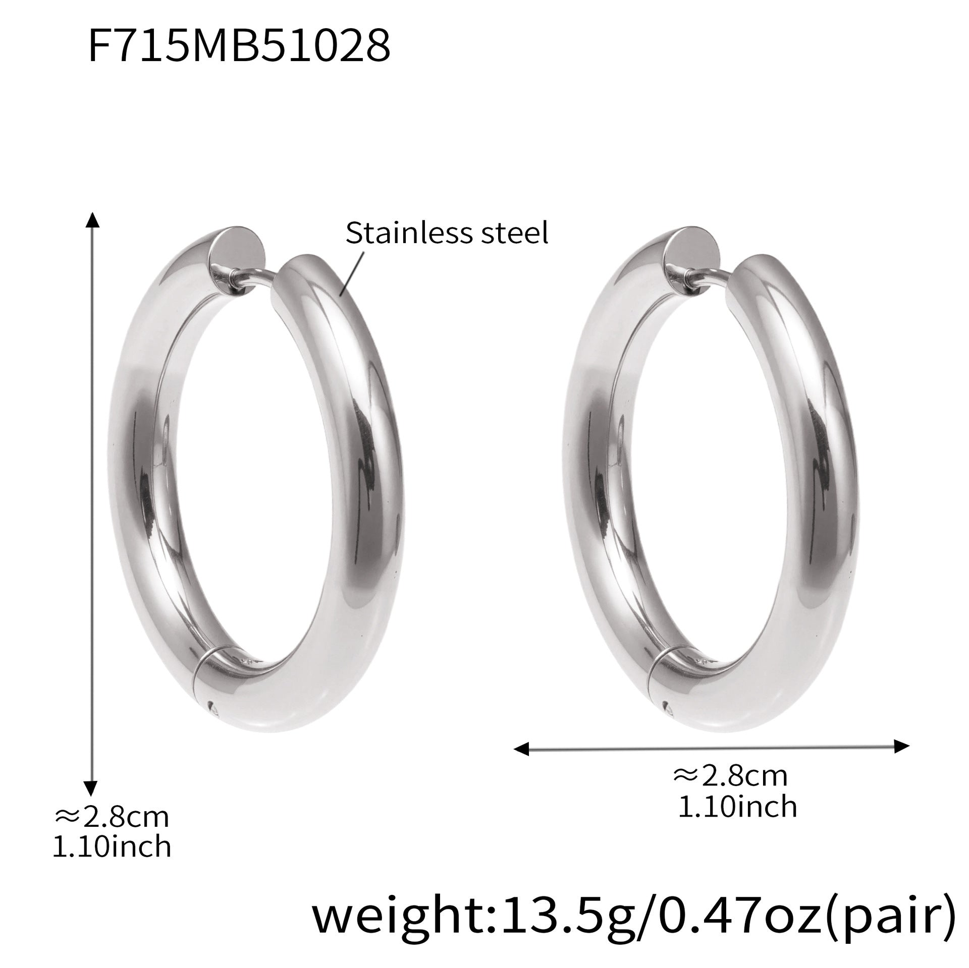 316L Stainless Steel Mixed Metal Hoop Earrings - Image 1