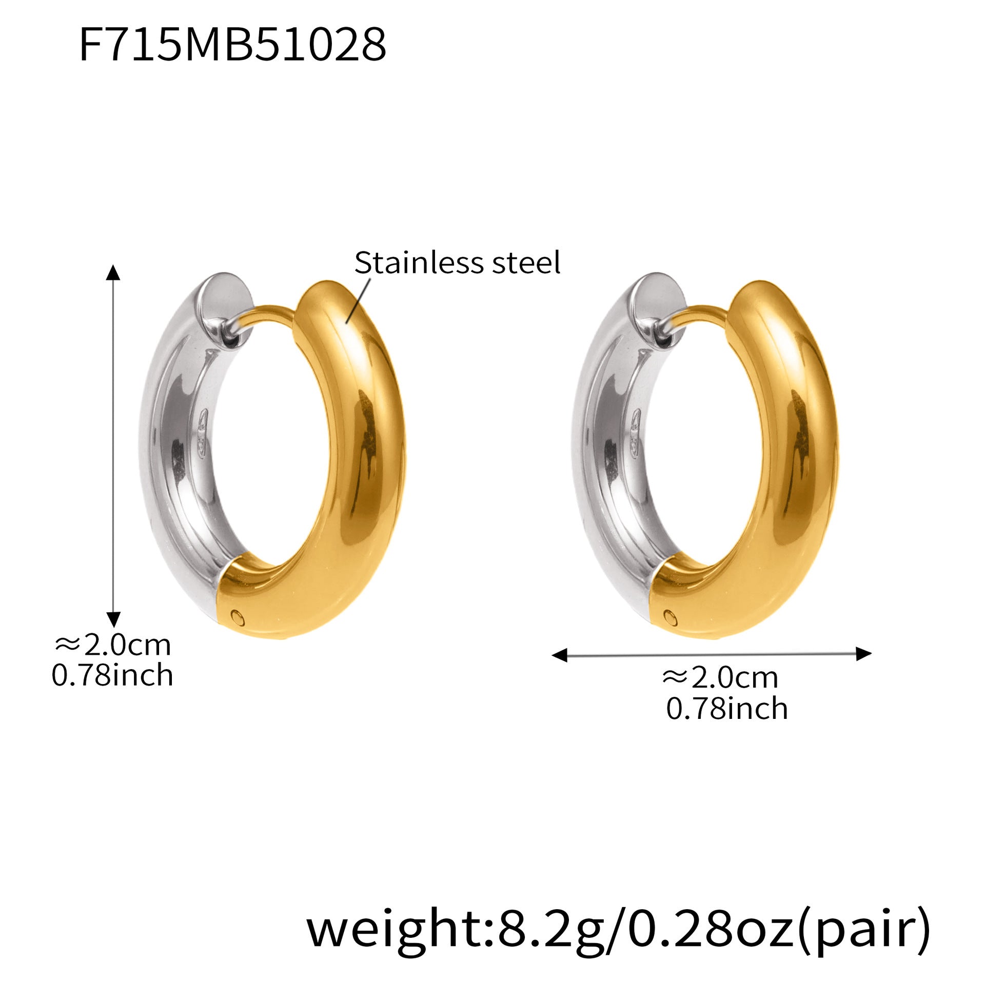 316L Stainless Steel Mixed Metal Hoop Earrings - Image 11