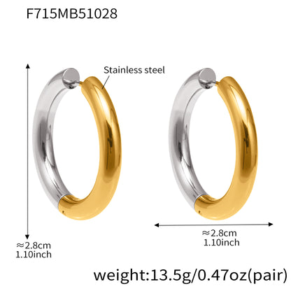 316L Stainless Steel Mixed Metal Hoop Earrings - Image 12