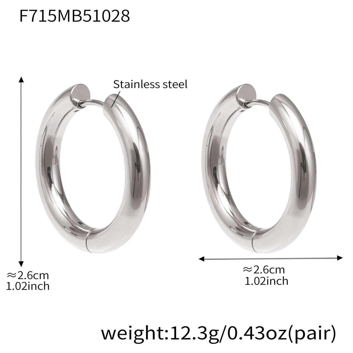 316L Stainless Steel Mixed Metal Hoop Earrings - Image 15