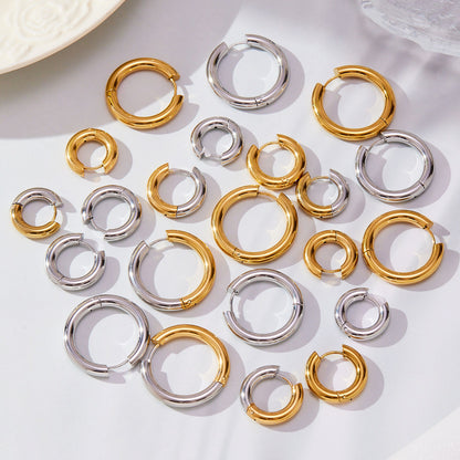 316L Stainless Steel Mixed Metal Hoop Earrings - Image 2
