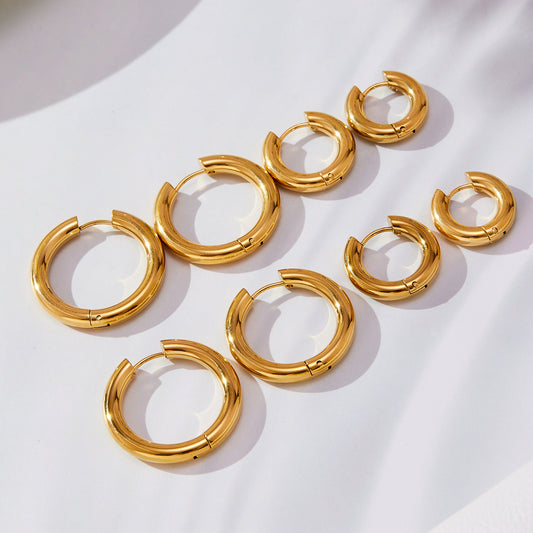 316L Stainless Steel Mixed Metal Hoop Earrings - Image 4