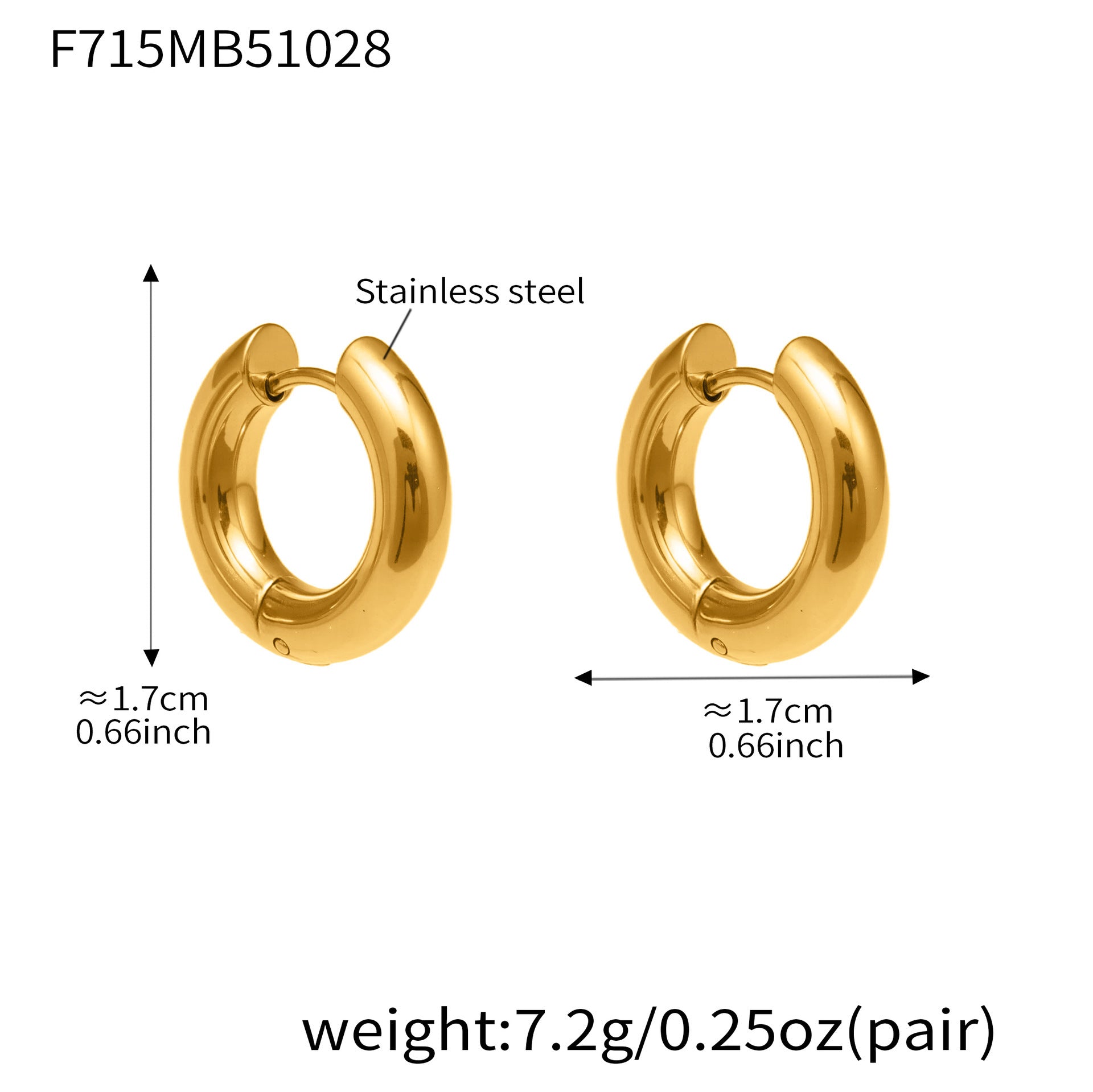 316L Stainless Steel Mixed Metal Hoop Earrings - Image 6