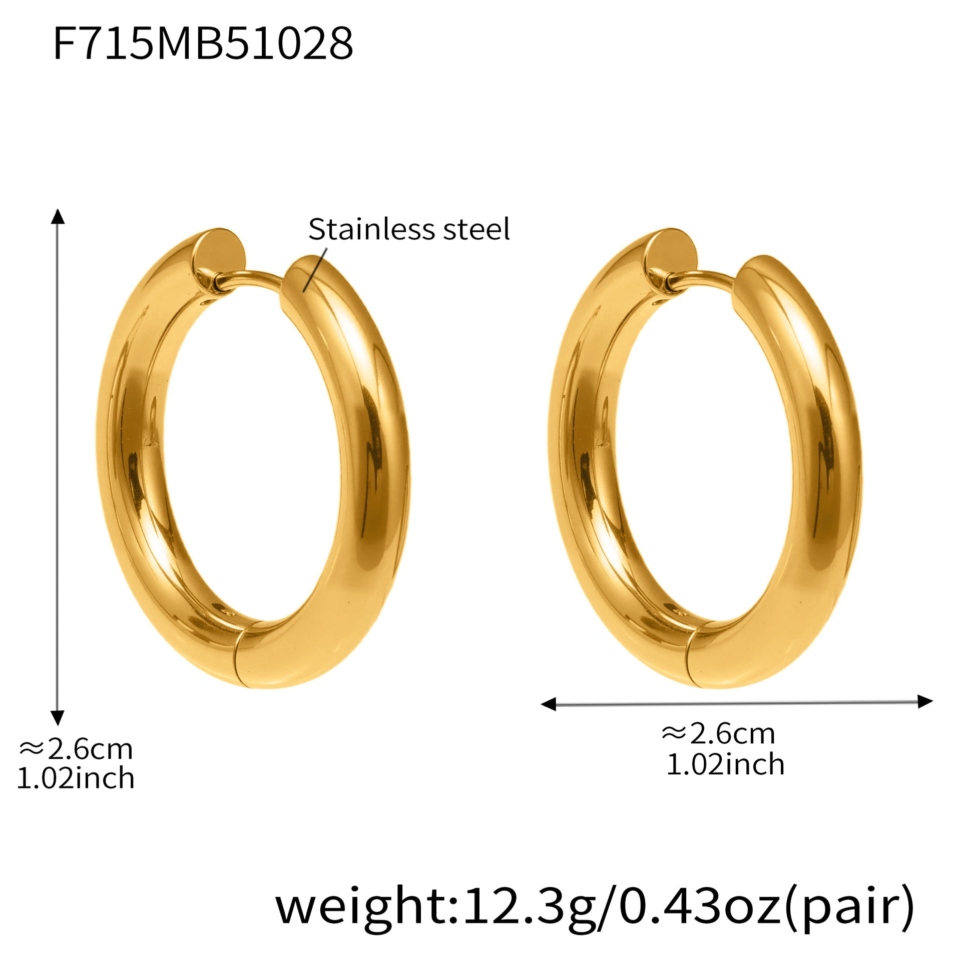 316L Stainless Steel Mixed Metal Hoop Earrings - Image 8