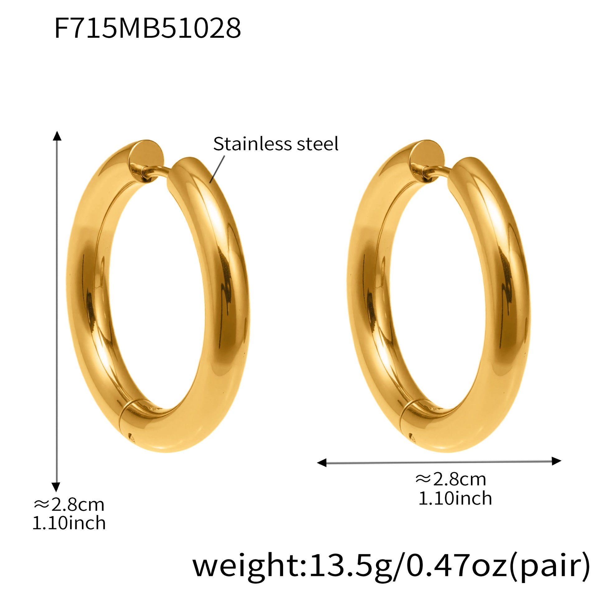 316L Stainless Steel Mixed Metal Hoop Earrings - Image 9