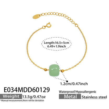 316L Stainless Steel Modern Minimalist Round Bead Necklace & Bracelet Set - Image 3