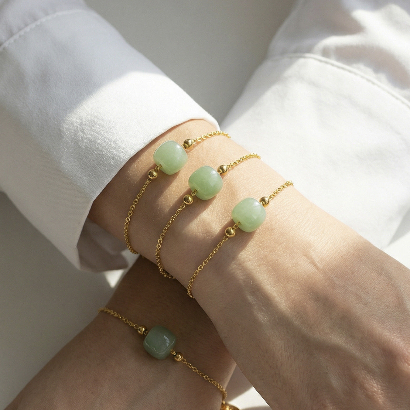 316L Stainless Steel Modern Minimalist Round Bead Necklace & Bracelet Set - Image 9