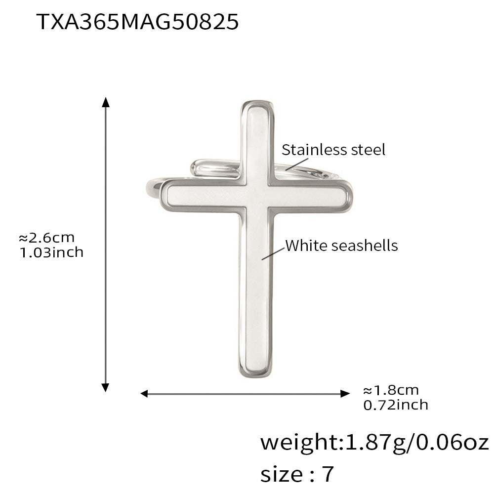 316L Stainless Steel Mother-of-Pearl Cross Jewelry Collection - Image 4