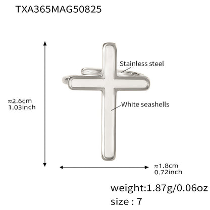 316L Stainless Steel Mother-of-Pearl Cross Jewelry Collection - Image 4