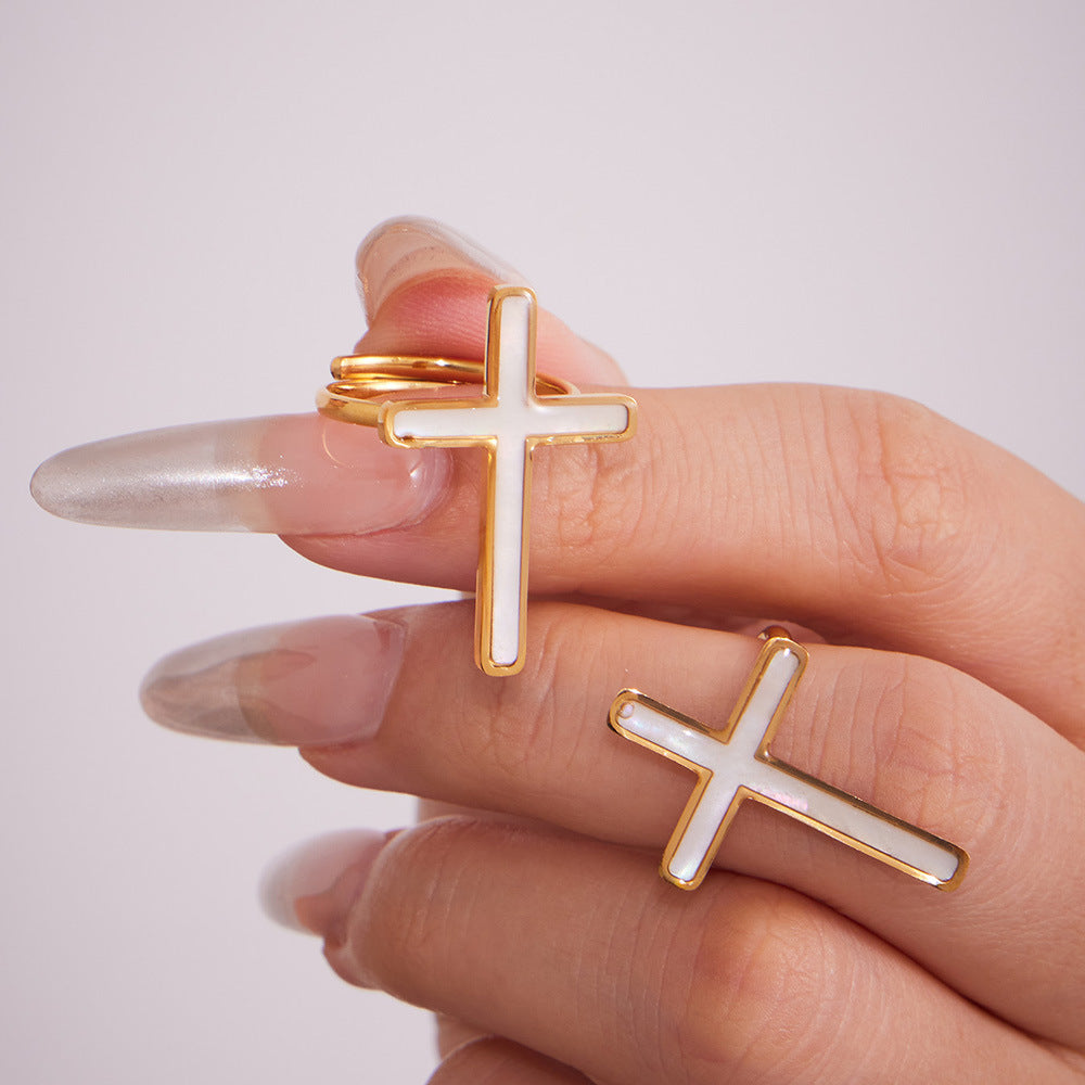 316L Stainless Steel Mother-of-Pearl Cross Jewelry Collection - Image 5